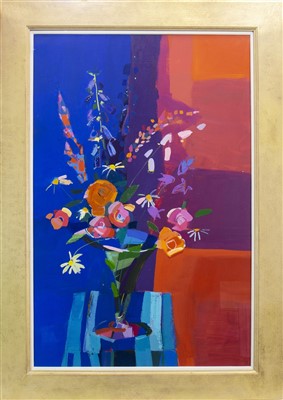 Lot 629 - SUMMER BOUQUET, A MIXED MEDIA BY CLAIRE HARRIGAN