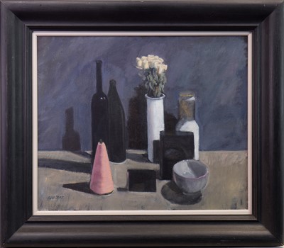 Lot 930 - STILL LIFE WITH DRIED ROSES, AN OIL BY SANDIE GARDNER