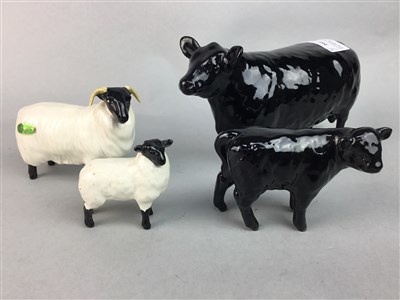 Lot 394 - A LOT OF FOUR BESWICK ANIMAL FIGURES INCLUDING CATTLE AND SHEEP