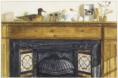 Lot 631 - MANTLEPIECE WITH DUCK, A WATERCOLOUR BY GEORGE GILBERT