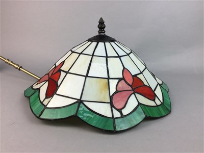 Lot 404 - A TIFFANY STYLE GLASS SHADE AND OTHER SHADES