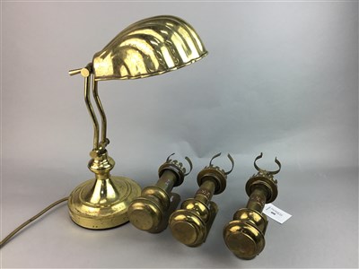 Lot 408 - A LOT OF THREE GREAT WESTERN RAILWAYS BRASS CARRIAGE LAMPS AND ANOTHER