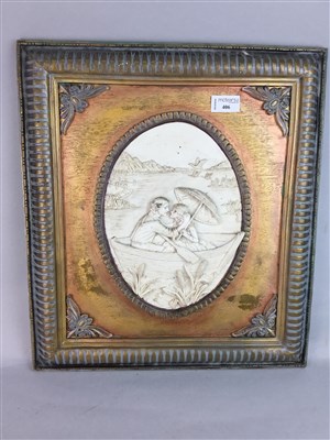 Lot 406 - A SET OF THREE FRAMED WALL PLAQUES