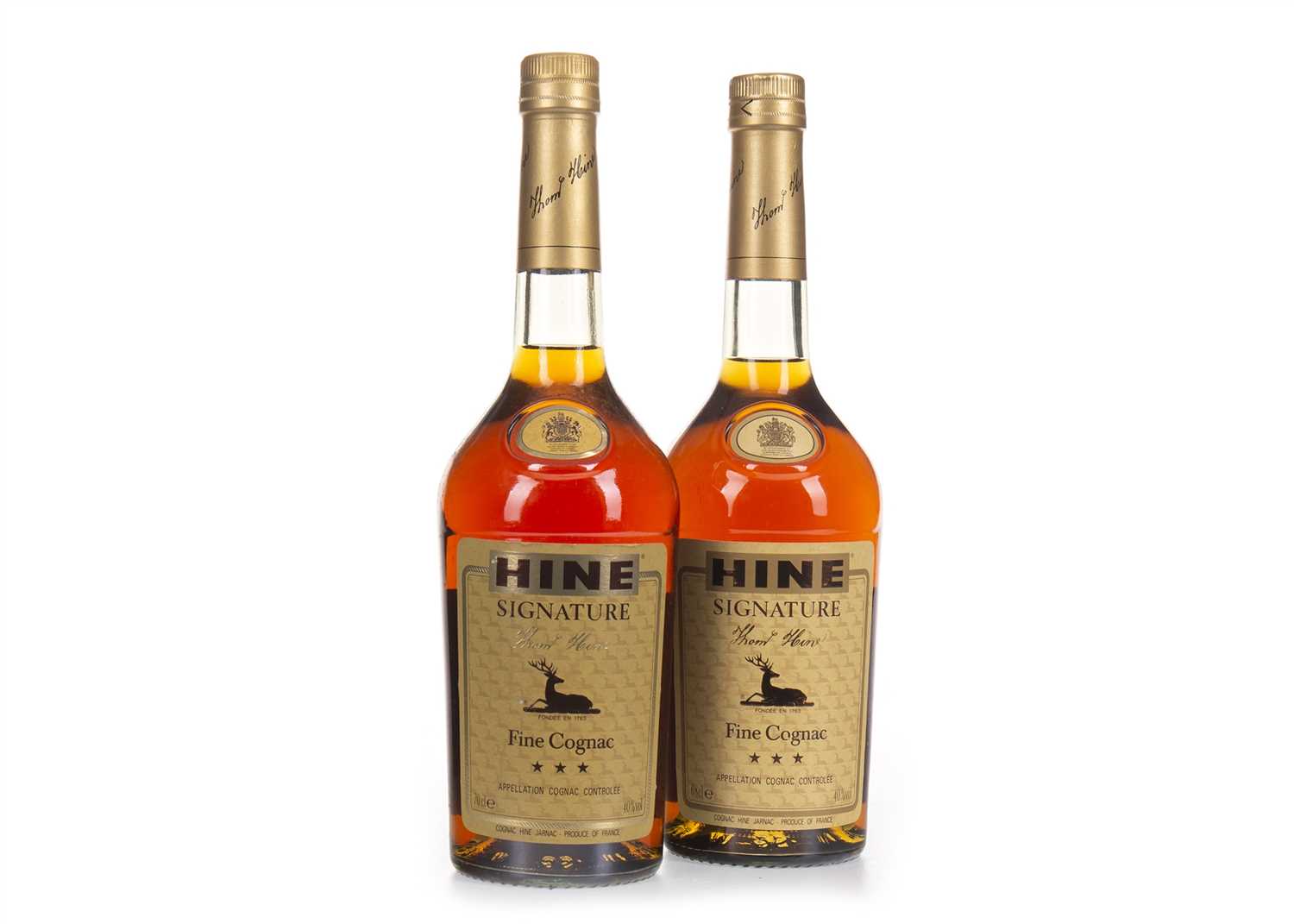 Lot 1022 - TWO BOTTLES OF HINE SIGNATURE