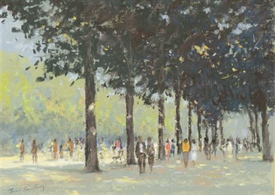 Lot 111 - SUMMER IN THE TUILERIES, A PASTEL BY BRIAN LINDLEY