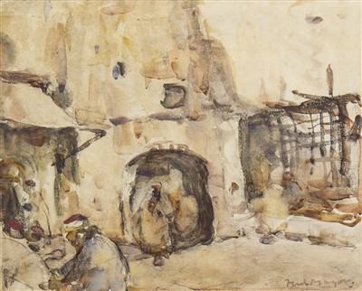 Lot 489 - STREET IN TANGIER, A WATERCOLOUR BY WILLIAM FREDERICK MAJOR