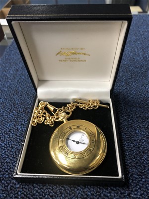 Lot 446 - A GOLD PLATED POCKET WATCH ALONG WITH THREE THERMOMETERS AND OTHER ITEMS