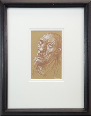 Lot 581 - HEAD STUDY, A PASTEL BY PETER HOWSON