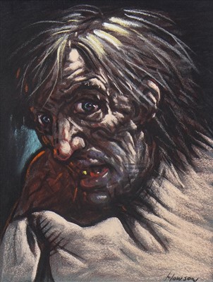 Lot 595 - STARTLED, A PASTEL BY PETER HOWSON