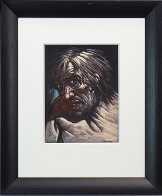 Lot 595 - STARTLED, A PASTEL BY PETER HOWSON