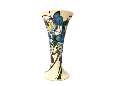 Lot 1214 - A MOORCROFT BUTTERFLY VASE BY EMMA BOSSONS