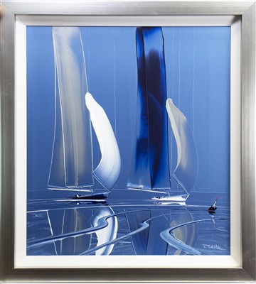 Lot 651 - YACHTS IN A BLUE SEA, AN OIL BY DUNCAN MACGREGOR