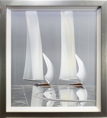 Lot 652 - YACHTS ON SILVER, AN OIL BY DUNCAN MACGREGOR