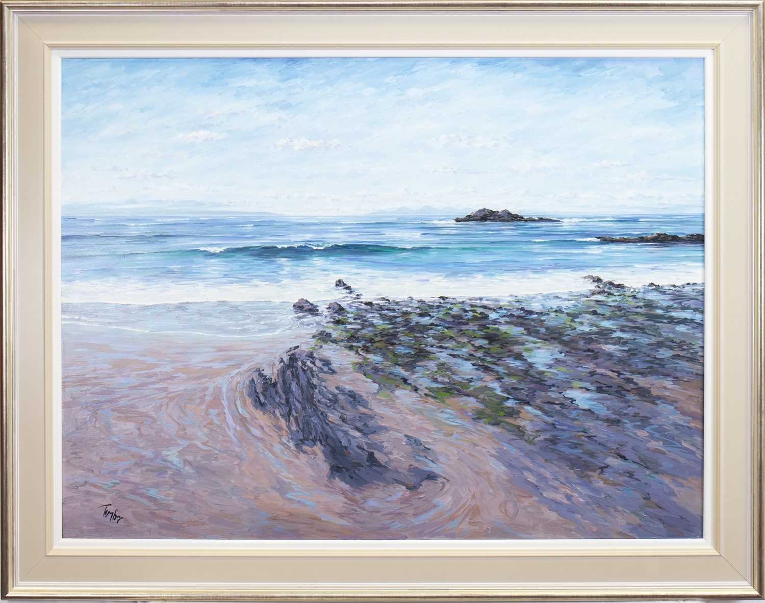 Lot 638 - JURA FROM MACHRIHANISH, AN OIL BY TOM BARRON