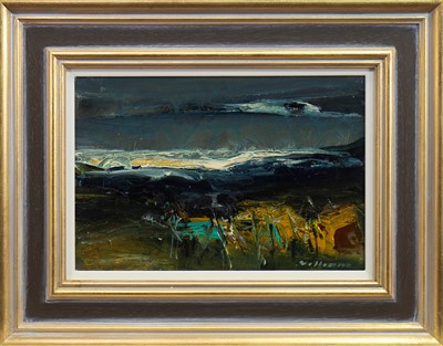 Lot 604 - NIGHT SKY OVER CARNOUSTIE BEACH, AN OIL BY NAEL HANNA