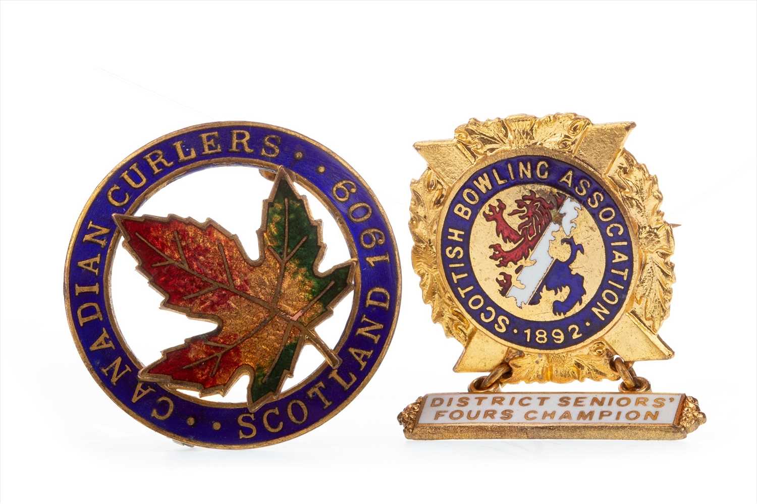 Lot 1706 - A LATE VICTORIAN SCOTTISH BOWLING ASSOCIATION BADGE AND ANOTHER
