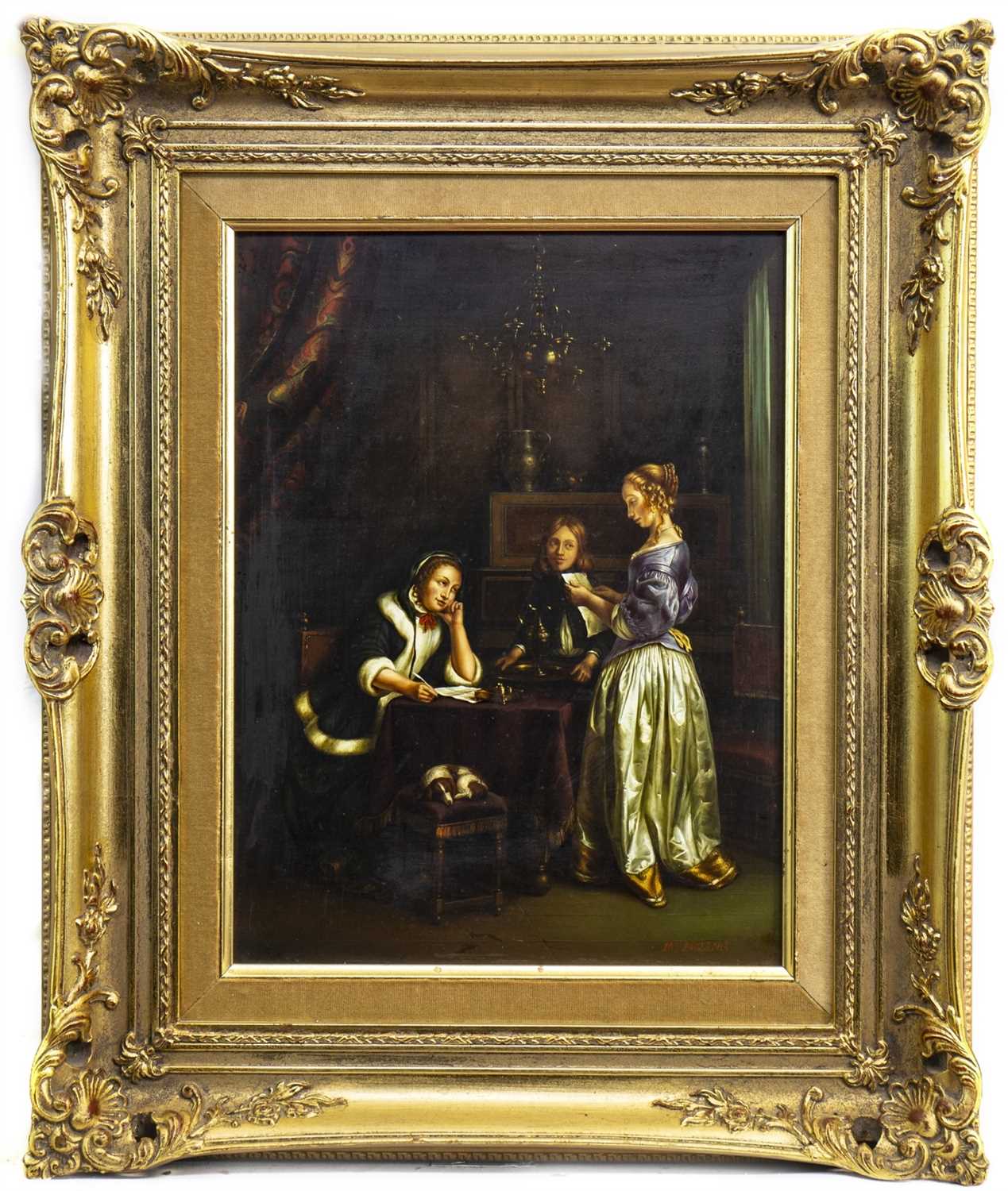 Lot 494 - CRAFTING A TALE, AN OIL BY JACOB MEMBLING