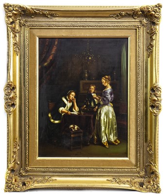 Lot 494 - CRAFTING A TALE, AN OIL BY JACOB MEMBLING