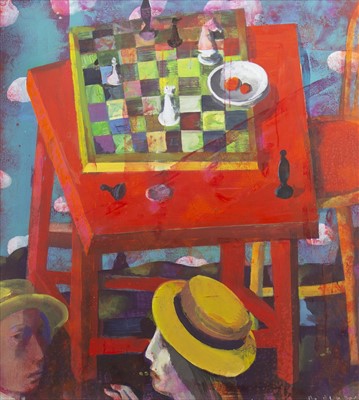 Lot 60 - STILL LIFE WITH CHESS, AN OIL BY ANDREI BLUDOV