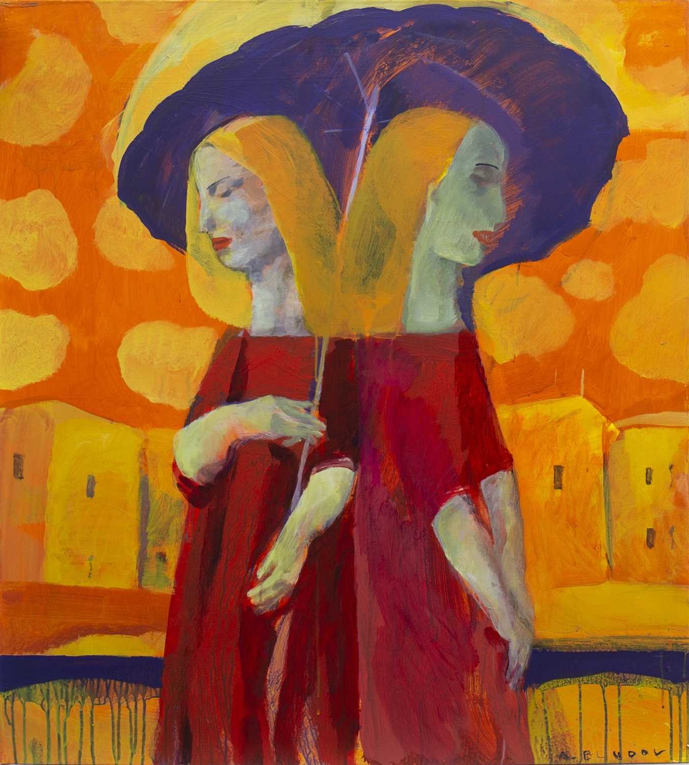 Lot 579 - COUPLE UNDER THE RAIN, AN OIL BY ANDREI BLUDOV