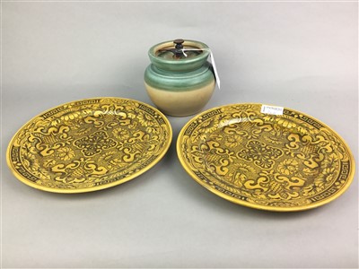 Lot 114 - A SMOKER'S TABLE SET, A TOBACCO JAR AND OTHER CERAMICS