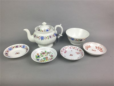 Lot 117 - A LIMOGES TRINKET BOX AND COVER AND CERAMIC TEA WARE