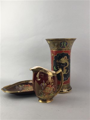 Lot 119 - A LOT OF THREE CARLTON WARE ROUGE ROYALE ITEMS AND A CYLINDRICAL VASE