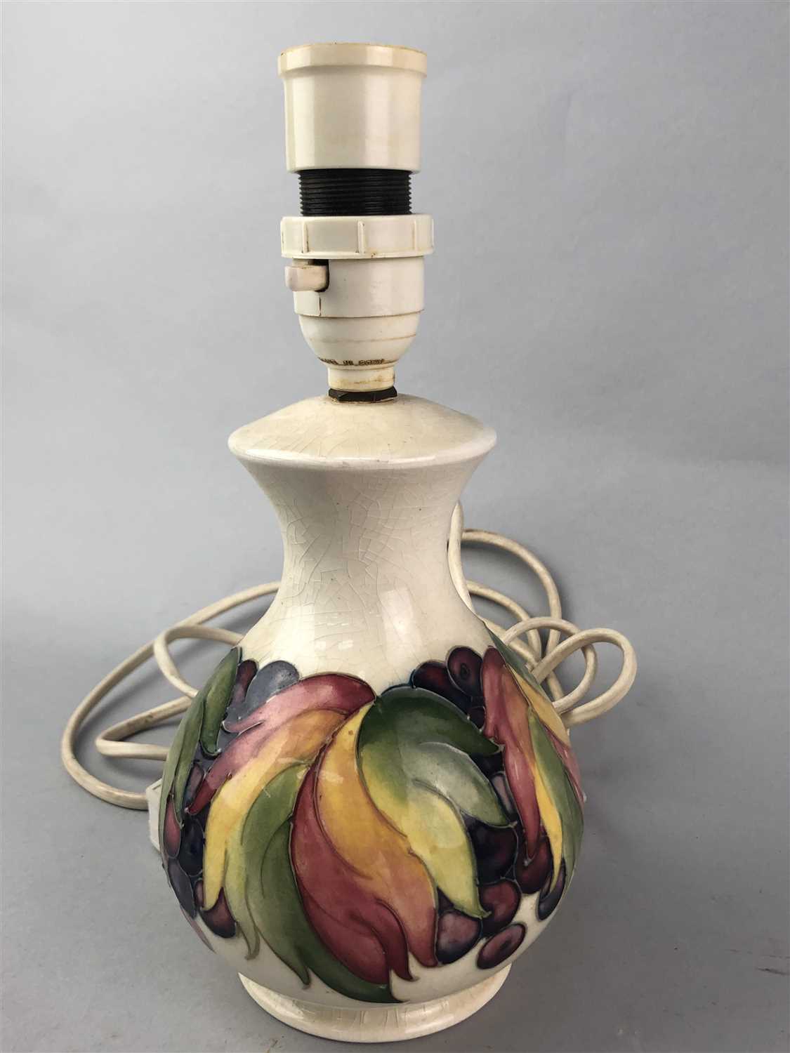 Lot 122 - A MOORCROFT VASE LAMP AND TWO OTHERS