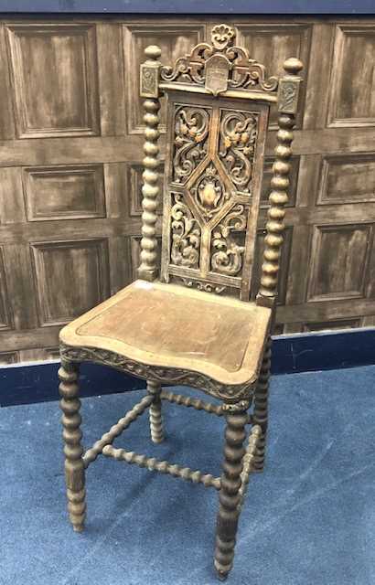 Lot 127 - A LATE VICTORIAN OAK HALL CHAIR