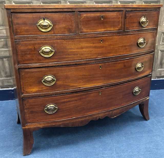 Lot 265 - AN INLAID MAHOGANY BOW FRONTED CHEST OF DRAWERS
