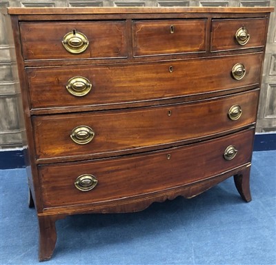 Lot 265 - AN INLAID MAHOGANY BOW FRONTED CHEST OF DRAWERS
