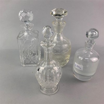 Lot 273 - TWO GLASS CLARET JUGS AND FOUR GLASS AND CRYSTAL DECANTERS