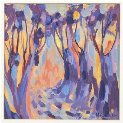 Lot 651 - OLIVE TREES, NOON, AN ACRYLIC BY MARY BATCHELOR