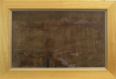 Lot 617 - TOWNSCAPE, A MIXED MEDIA BY CARLO ROSSI