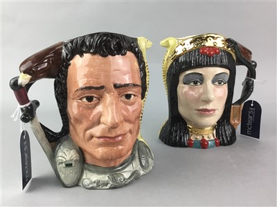Lot 96 - A LOT OF TWO ROYAL DOULTON CHARACTER JUGS AND TWO FRANKLIN MINT PAPYRUS PANELS