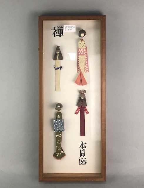 Lot 149 - A GROUP OF ORIGAMI LADIES IN JAPANESE DRESS