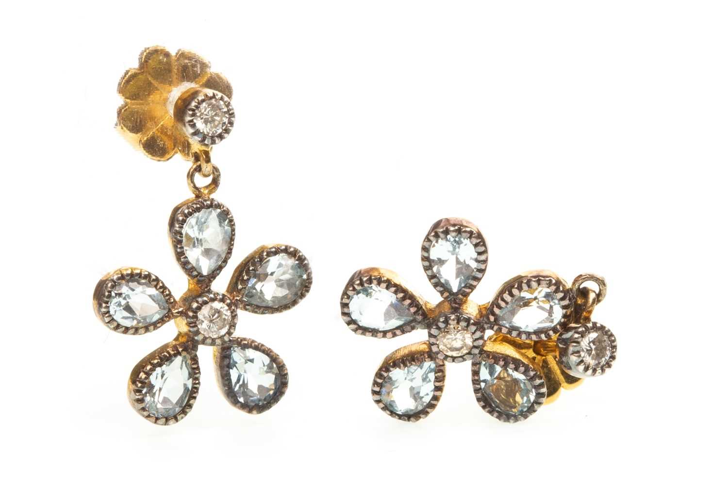 Lot 88 - A PAIR OF TOPAZ AND DIAMOND EARRINGS