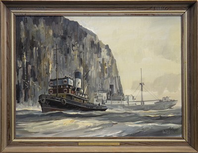 Lot 93 - THE TUG BRIGADIERS AT AILSA CRAIG AN OIL BY DAVID GRIFFIN