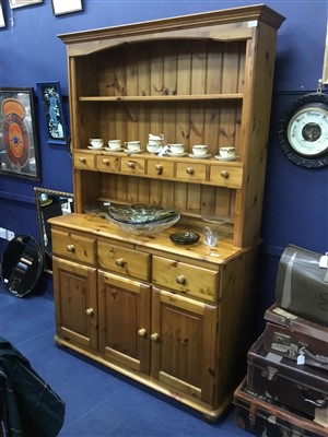 Lot 202 - A MODERN PINE DRESSER, TABLE AND FOUR CHAIRS