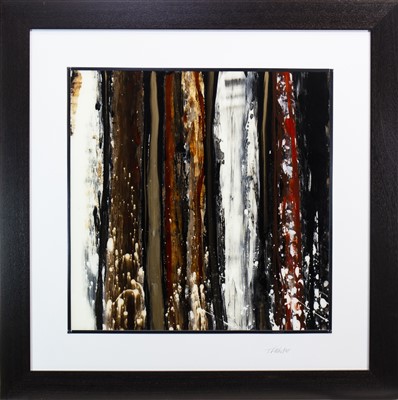 Lot 666 - COMPOSITION IN BROWN, A MIXED MEDIA BY TOMMY FITCHET