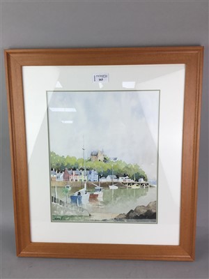 Lot 163 - HARBOUR SCENE, A WATERCOLOUR BY I RUSSELL