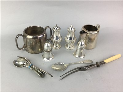 Lot 201 - A SILVER PLATED FOUR PIECE TEA SERVICE AND OTHER PLATED WARE