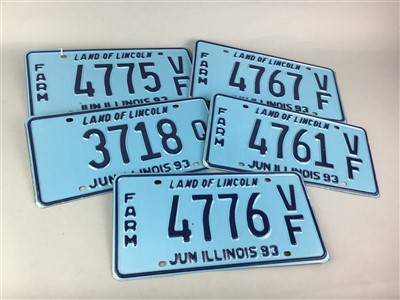 Lot 172 - A COLLECTION OF FIVE ILLINOIS STATE LICENSE PLATES