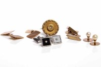 Lot 81 - TWO PAIRS OF GOLD CUFF LINKS along with...