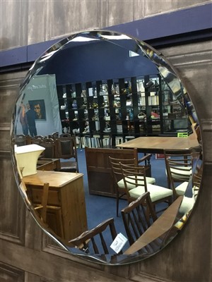 Lot 177 - A BEVELLED CIRCULAR WALL MIRROR AND ANOTHER