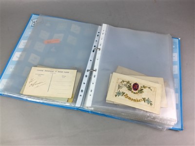 Lot 188 - A COLLECTION OF WORLD WAR I EMBROIDERED POSTCARDS AND VARIOUS STAMPS
