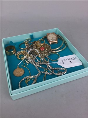 Lot 3 - A HELVETIA GOLD WATCH HEAD, A GOLD 'LIBRA' PENDANT AND OTHER JEWELLERY