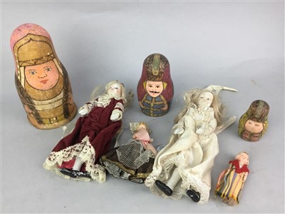 Lot 239 - A COLLECTION OF VINTAGE DOLLS, PLATED CUTLERY AND JAPANESE WOODBLOCK PRINT