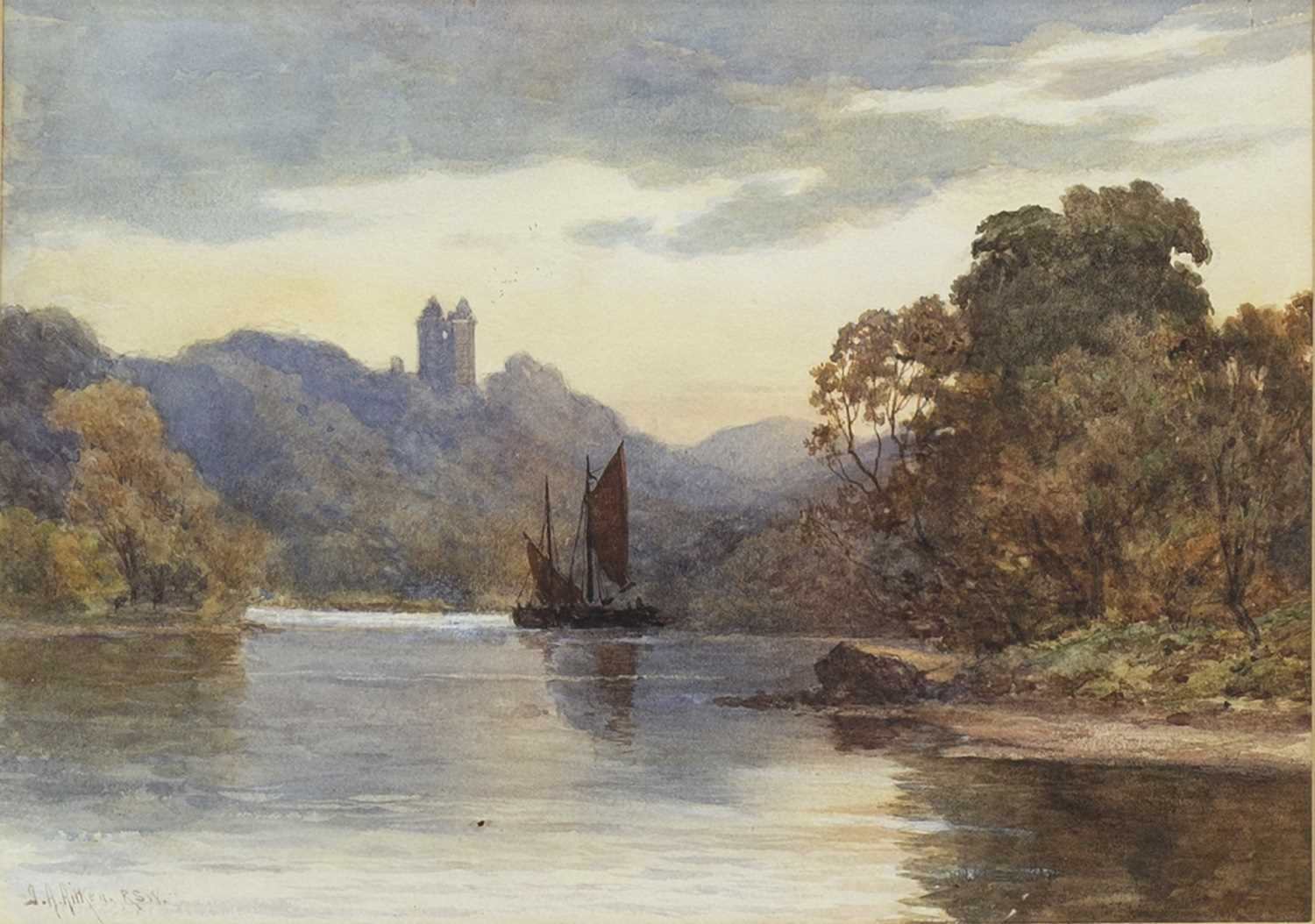 Lot 677 - RIVER SCENE, A WATERCOLOUR BY JAMES ALFRED AITKEN