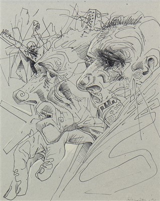 Lot 625 - STUDY FOR ST ANDREW'S I, AN INK BY PETER HOWSON